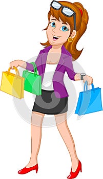 Happy pretty girl holding shopping bag