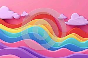 Happy pride day card features a rainbow flag, 3D abstract vector illustration