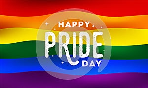 Happy Pride Day text on rainbow color background for LGBTQ concept.