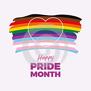 Happy Pride Month poster with rainbow flag vector illustration