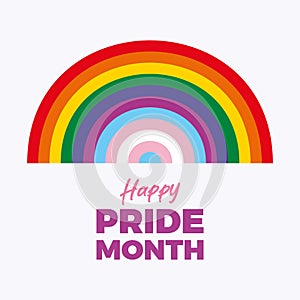 Happy Pride Month poster with rainbow simple symbol vector illustration