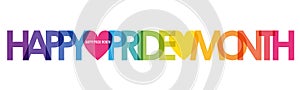 HAPPY PRIDE MONTH rainbow typography banner