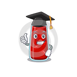 Happy proud of bloody mary cocktail caricature design with hat for graduation ceremony