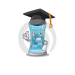 Happy proud of blue hawai cocktail caricature design with hat for graduation ceremony