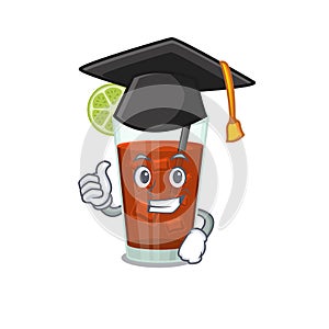Happy proud of cuba libre cocktail caricature design with hat for graduation ceremony