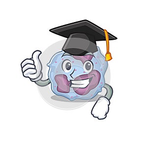 Happy and proud of leukocyte cell wearing a black Graduation hat