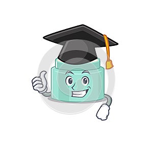 Happy proud of lipbalm caricature design with hat for graduation ceremony