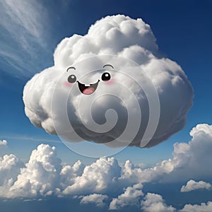 Happy puffy cloud on sky