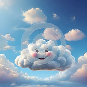 Happy puffy cloud on sky