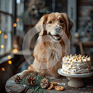 Happy puppy party with colorful birthday hats.