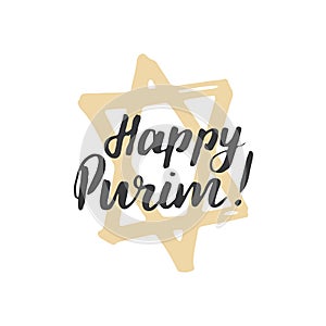 Happy Purim lettering, Jewish holiday and traditional symbol Hebrew. vector illustration