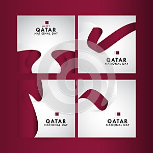 Happy Qatar National Day Celebration Vector Template Design Illustration photo