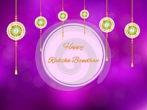 Happy Raksha Bandhan design with rakhi and text