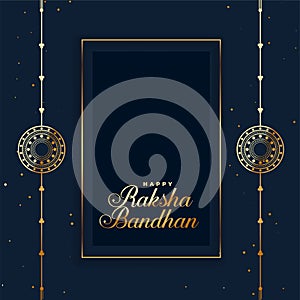 Happy raksha bandhan indian festival card with rakhi