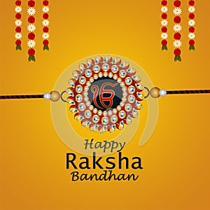 Happy Raksha bandhan invitation greeting card with creative vector illustration and garland flower
