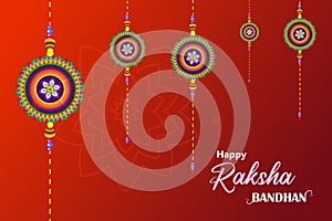 Happy Raksha Bandhan template with Creative Rakhi Illustration. Raksha Bandhan Festival Greeting