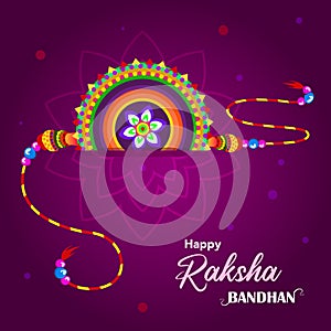 Happy Raksha Bandhan template with Creative Rakhi Illustration. Raksha Bandhan Festival Greeting