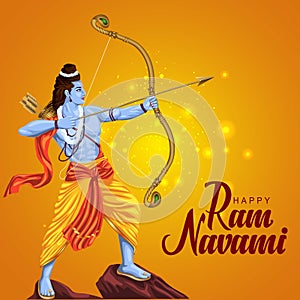 Happy Ram Navami festival of India. Lord Rama with arrow. vector illustration design