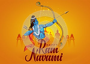 Happy Ram Navami festival of India. Lord Rama with arrow. vector illustration design photo