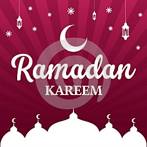 Happy Ramadan celebration. Moon and stars decoration background.