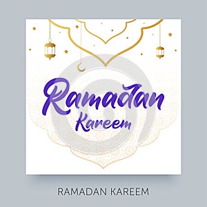 Happy Ramadan celebration. Moon and stars decoration background.