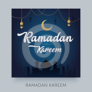 Happy Ramadan celebration. Moon and stars decoration background.