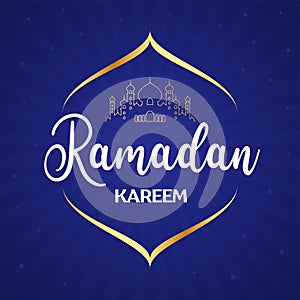 Happy Ramadan celebration. Moon and stars decoration background.