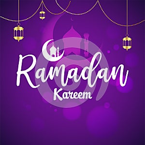 Happy Ramadan celebration. Moon and stars decoration background.