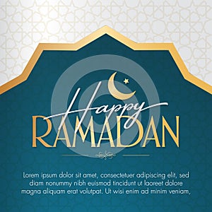 Happy Ramadan. Holy month of muslim community Ramazan. Billboard, Poster, Social Media, Greeting Card template.