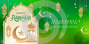 Happy Ramadan kareem, illustration of Islamic symbolist, applicable for banner website, poster corporate, header, landing page photo