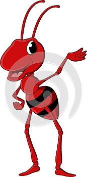 Happy red ant cartoon
