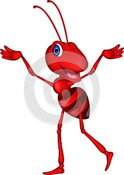 Happy red ant cartoon