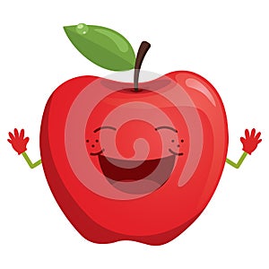 Happy Red Apple Vector Illustration