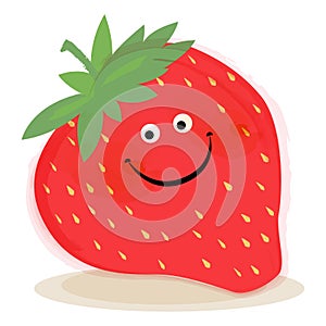 Happy Red Strawberry Smiling