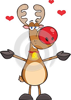 Happy Reindeer With Open Arms Wanting A Hug