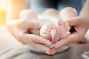 Happy relationship in family concept : Newborn baby feet