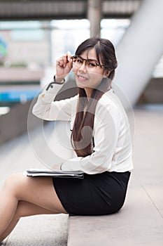 Happy and relax businesswoman.