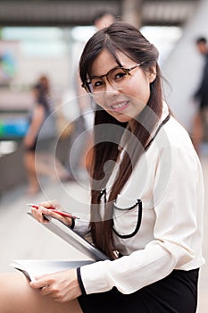 Happy and relax businesswoman.