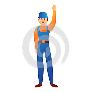 Happy repairman icon, cartoon style