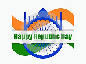 Happy Republic Day of India. National flag and simbol of India. Vector