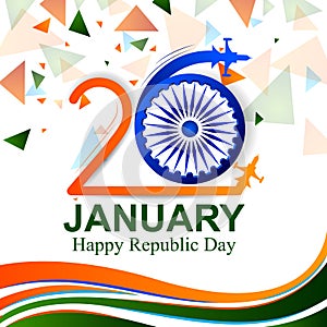 Happy Republic Day of India tricolor background for 26 January