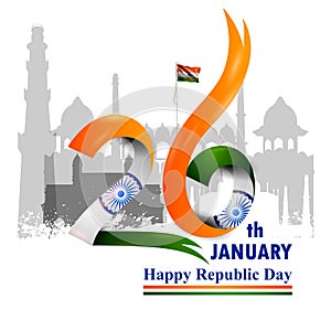 Happy Republic Day of India tricolor background for 26 January