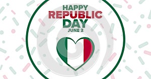 Happy Republic Day. June 2. Flat holiday animation. Motion graphic design. 4K, HD loop footage.