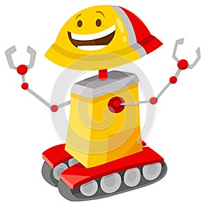 Happy robot cartoon comic character