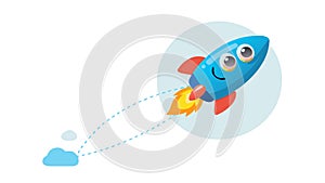 Happy Rocket Launch Space Adventure Icon, vector design Generative AI