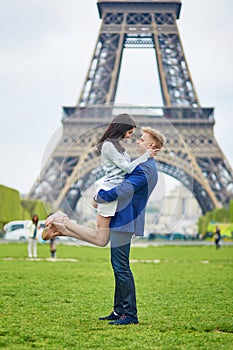 Happy romantic couple in Paris