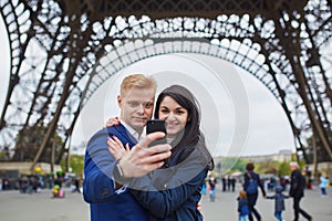 Happy romantic couple in Paris