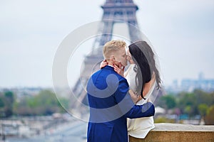 Happy romantic couple in Paris