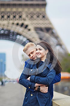 Happy romantic couple in Paris