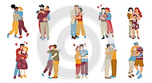 Happy romantic couples hug, homosexual love